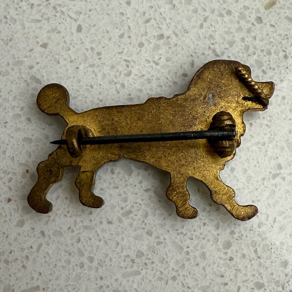 Antique Victorian Standard Poodle Brooch Pin Dog C Clasp Vintage RARE - Picture 3 of 6